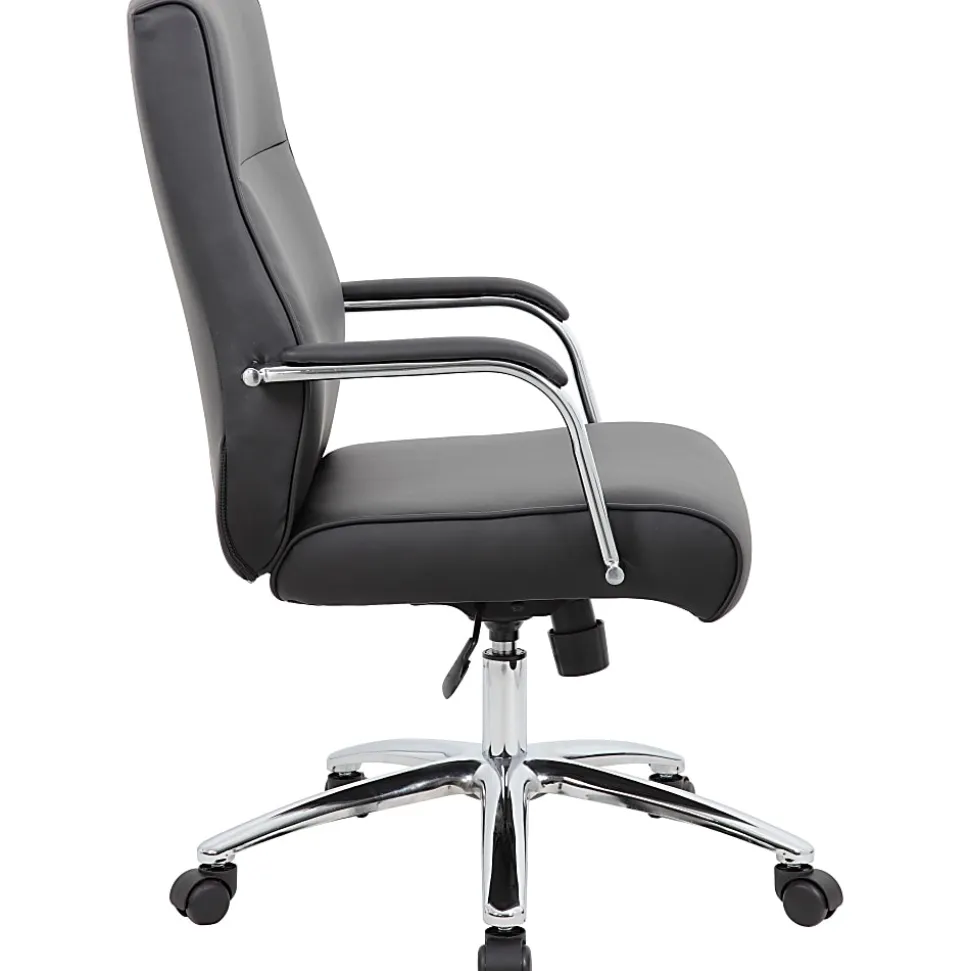 Boss Office Products Modern Executive Conference Ergonomic Chair, Caressoft™ Vinyl, Black/Chrome