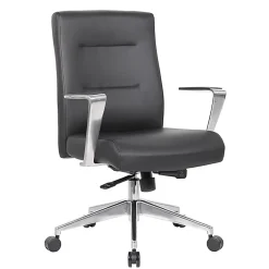 Boss Office Products Modern Ergonomic Vinyl High-Back Conference Executive Office Chair, Black