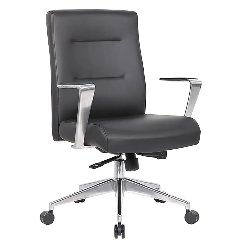 Boss Office Products Modern Ergonomic Vinyl High-Back Conference Executive Office Chair, Black