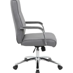 Boss Office Products Modern Executive Conference Ergonomic Chair, Caressoftâ„¢ Vinyl, Gray/Chrome