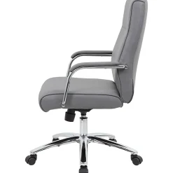 Boss Office Products Modern Executive Conference Ergonomic Chair, Caressoft™ Vinyl, Gray/Chrome