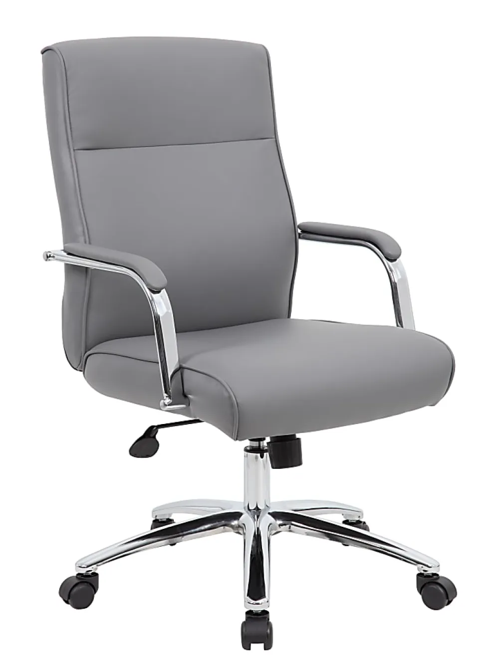 Boss Office Products Modern Executive Conference Ergonomic Chair, Caressoft™ Vinyl, Gray/Chrome