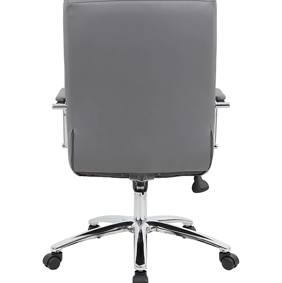 Boss Office Products Modern Executive Conference Ergonomic Chair, Caressoft™ Vinyl, Gray/Chrome