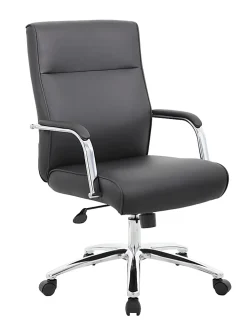 Boss Office Products Modern Executive Conference Ergonomic Chair, Caressoft™ Vinyl, Black/Chrome