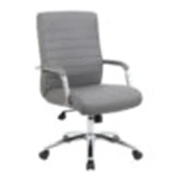 Boss Office Products Modern Vinyl High-Back Conference Executive Office Chair, Ribbed Gray