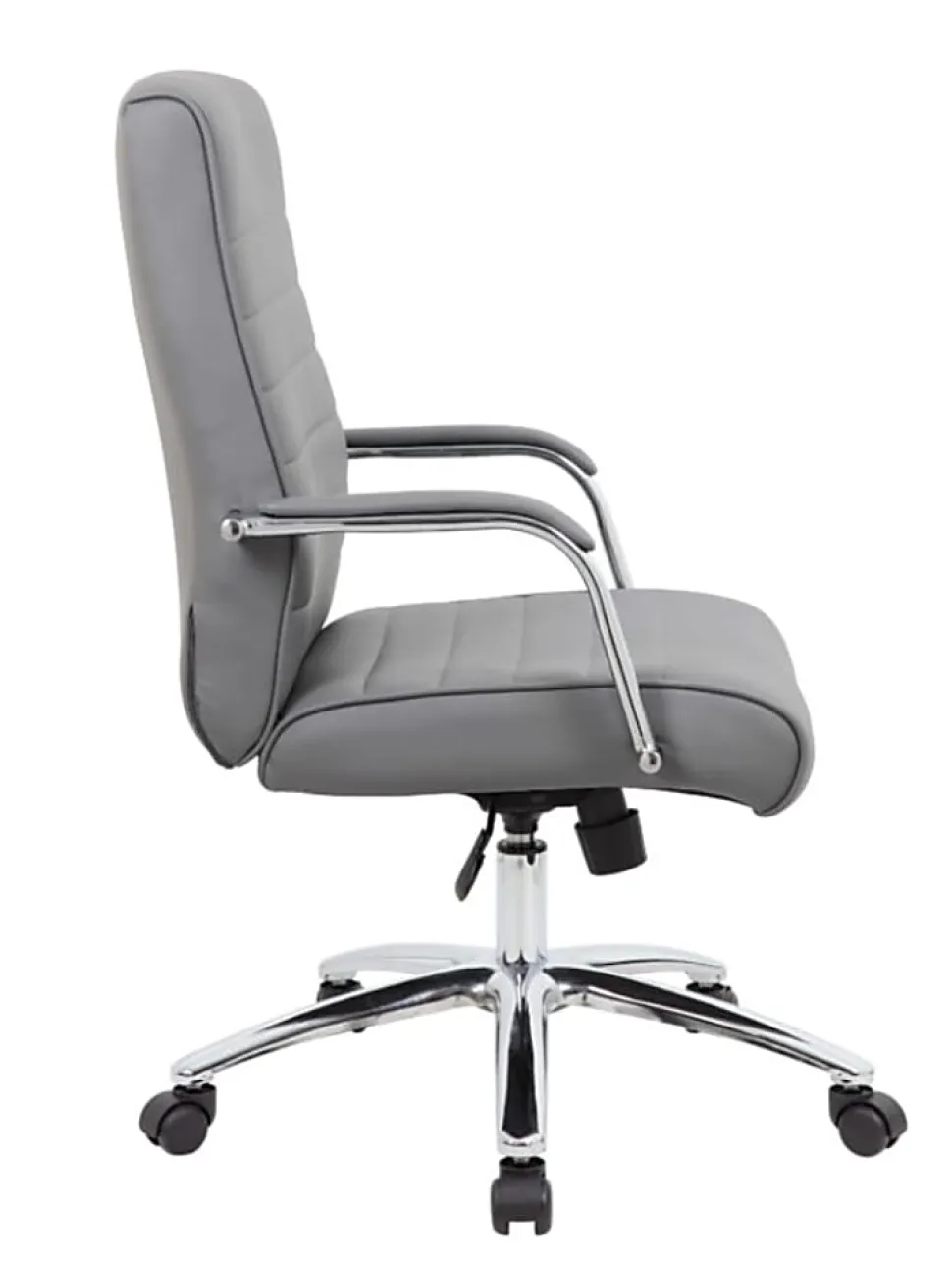 Boss Office Products Modern Vinyl High-Back Conference Executive Office Chair, Ribbed Gray
