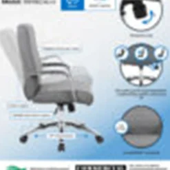 Boss Office Products Modern Vinyl High-Back Conference Executive Office Chair, Ribbed Gray
