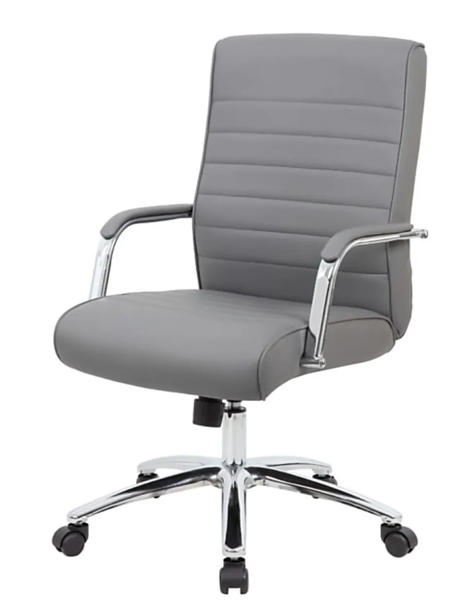 Boss Office Products Modern Vinyl High-Back Conference Executive Office Chair, Ribbed Gray