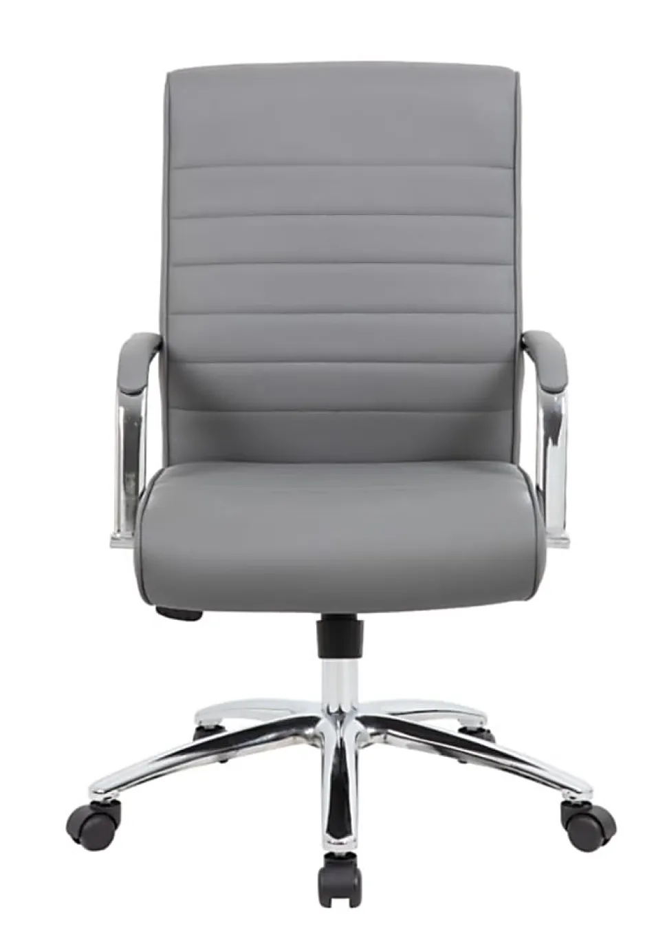 Boss Office Products Modern Vinyl High-Back Conference Executive Office Chair, Ribbed Gray