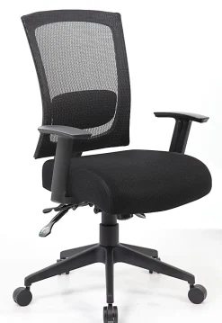 Boss Office Products Multifunction Mesh Mid-Back Task Chair, Mesh/Fabric, Black