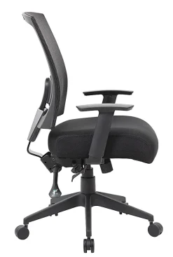 Boss Office Products Multifunction Mesh Mid-Back Task Chair, Mesh/Fabric, Black