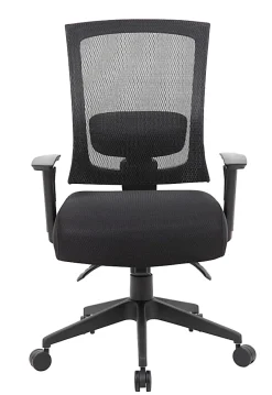 Boss Office Products Multifunction Mesh Mid-Back Task Chair, Mesh/Fabric, Black