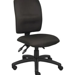 Boss Office Products Multi-Function Ergonomic Fabric High-Back Task Chair, Black