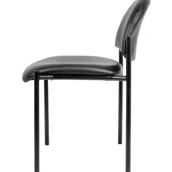 Boss Office Products Padded Stacking Chair, Caressoftâ„¢ Vinyl, Black