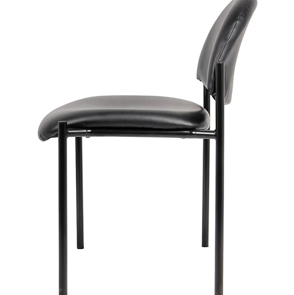 Boss Office Products Padded Stacking Chair, Caressoft™ Vinyl, Black