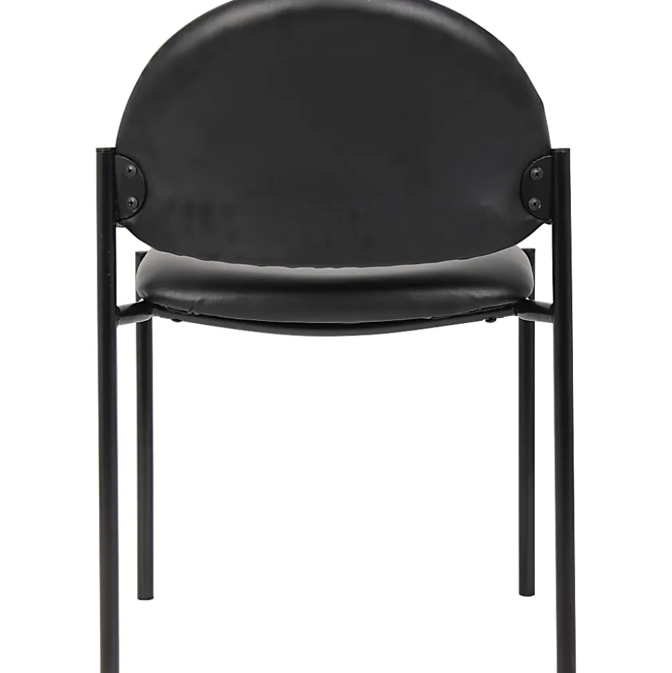 Boss Office Products Padded Stacking Chair, Caressoft™ Vinyl, Black