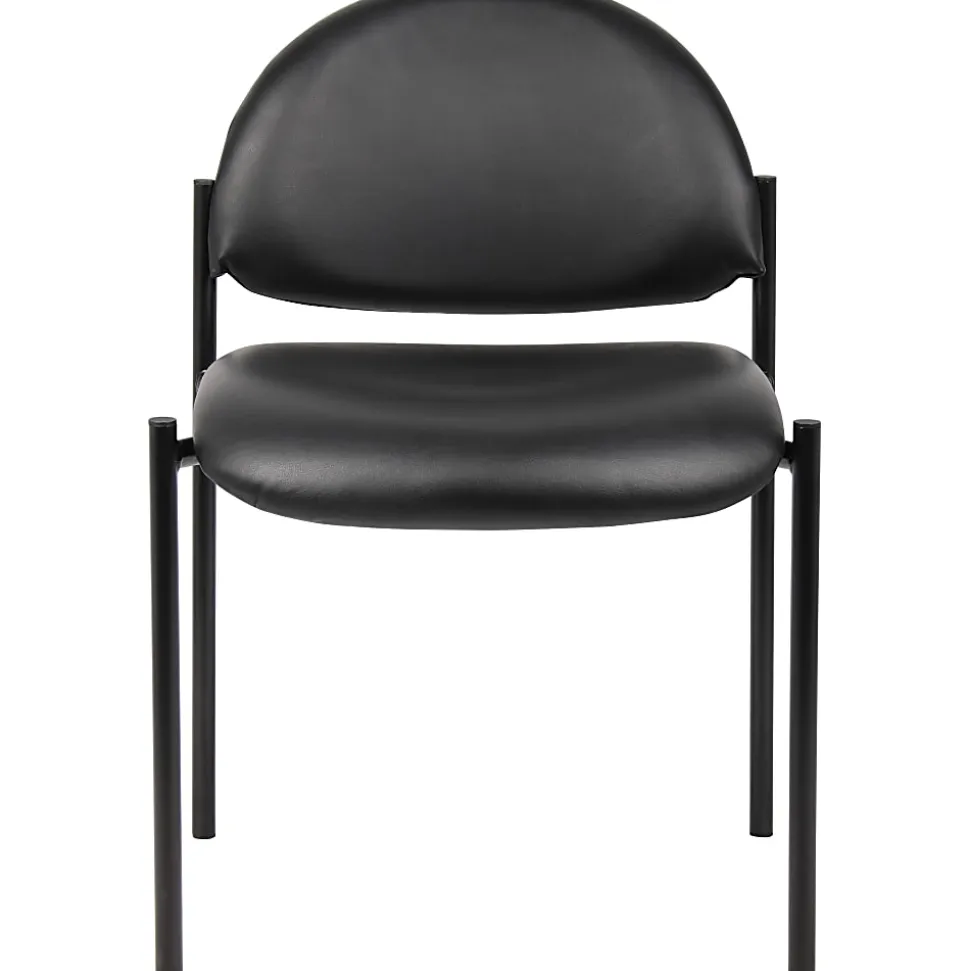 Boss Office Products Padded Stacking Chair, Caressoft™ Vinyl, Black
