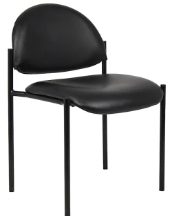 Boss Office Products Padded Stacking Chair, Caressoft™ Vinyl, Black