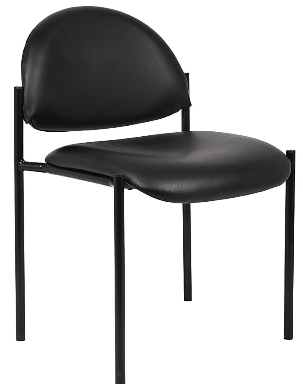 Boss Office Products Padded Stacking Chair, Caressoft™ Vinyl, Black