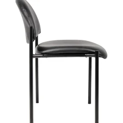 Boss Office Products Padded Stacking Chair, Caressoft™ Vinyl, Black