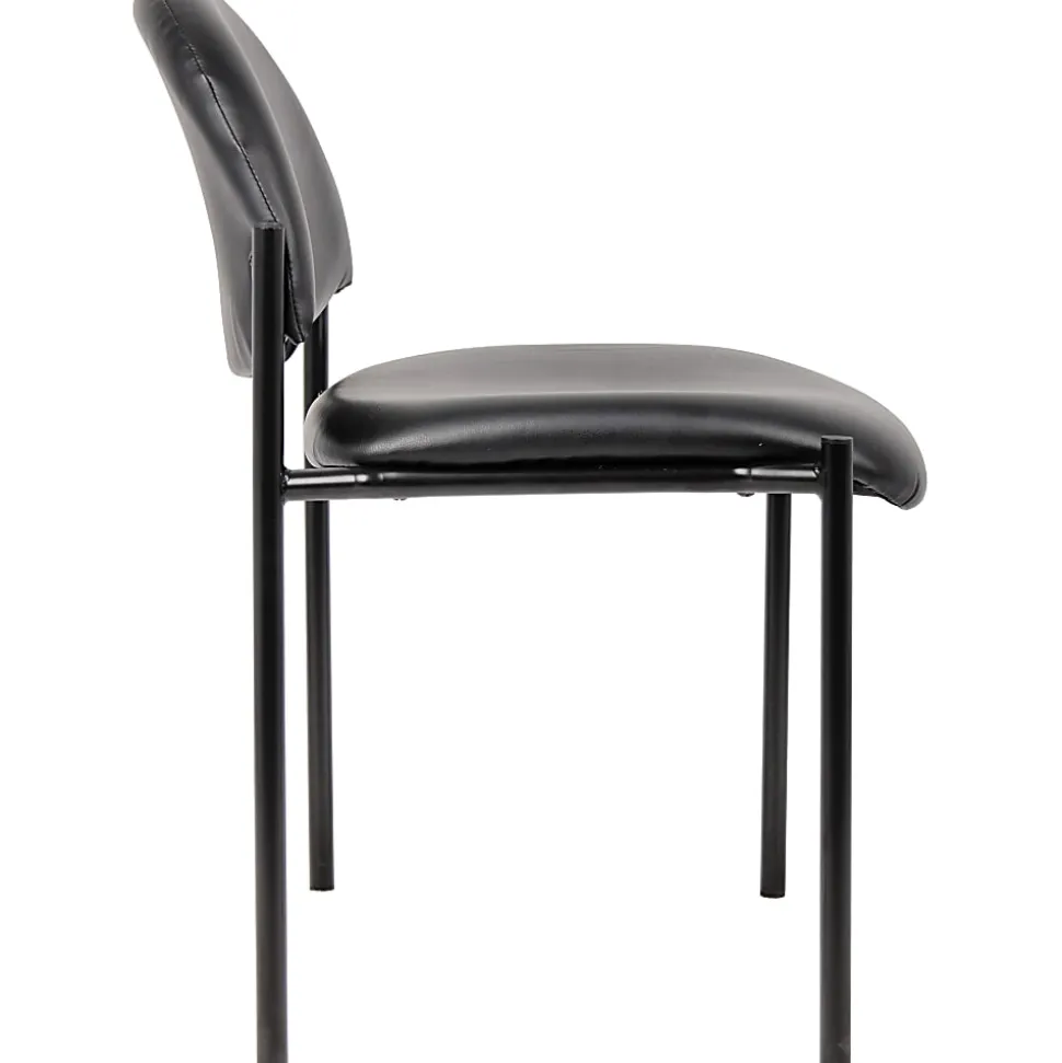 Boss Office Products Padded Stacking Chair, Caressoft™ Vinyl, Black