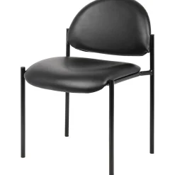 Boss Office Products Padded Stacking Chair, Caressoft™ Vinyl, Black