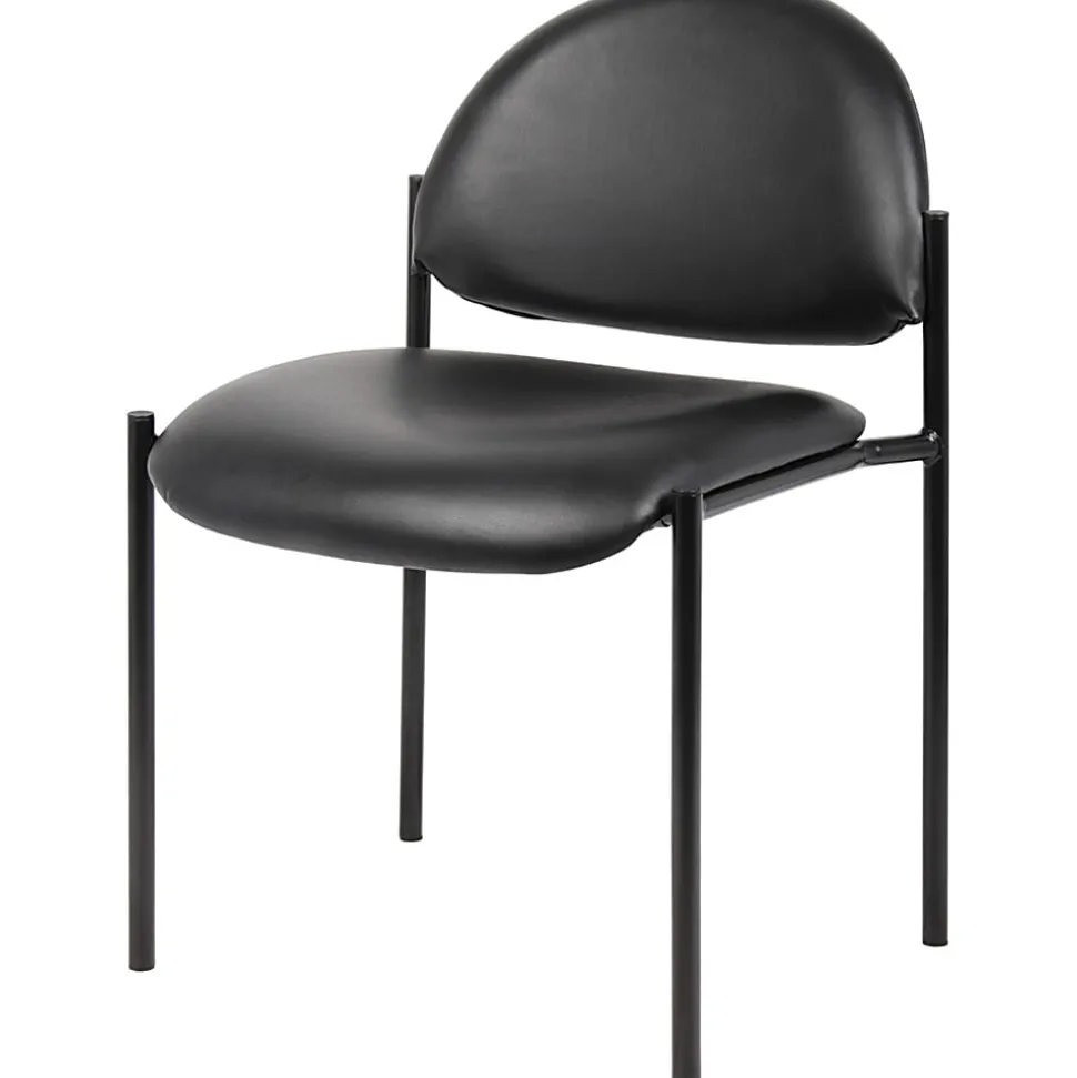 Boss Office Products Padded Stacking Chair, Caressoft™ Vinyl, Black