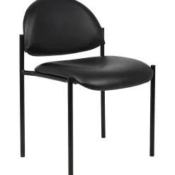 Boss Office Products Padded Stacking Chair, Caressoft™ Vinyl, Black