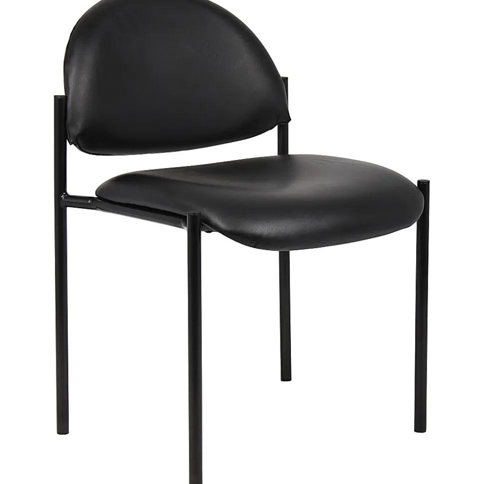 Boss Office Products Padded Stacking Chair, Caressoft™ Vinyl, Black