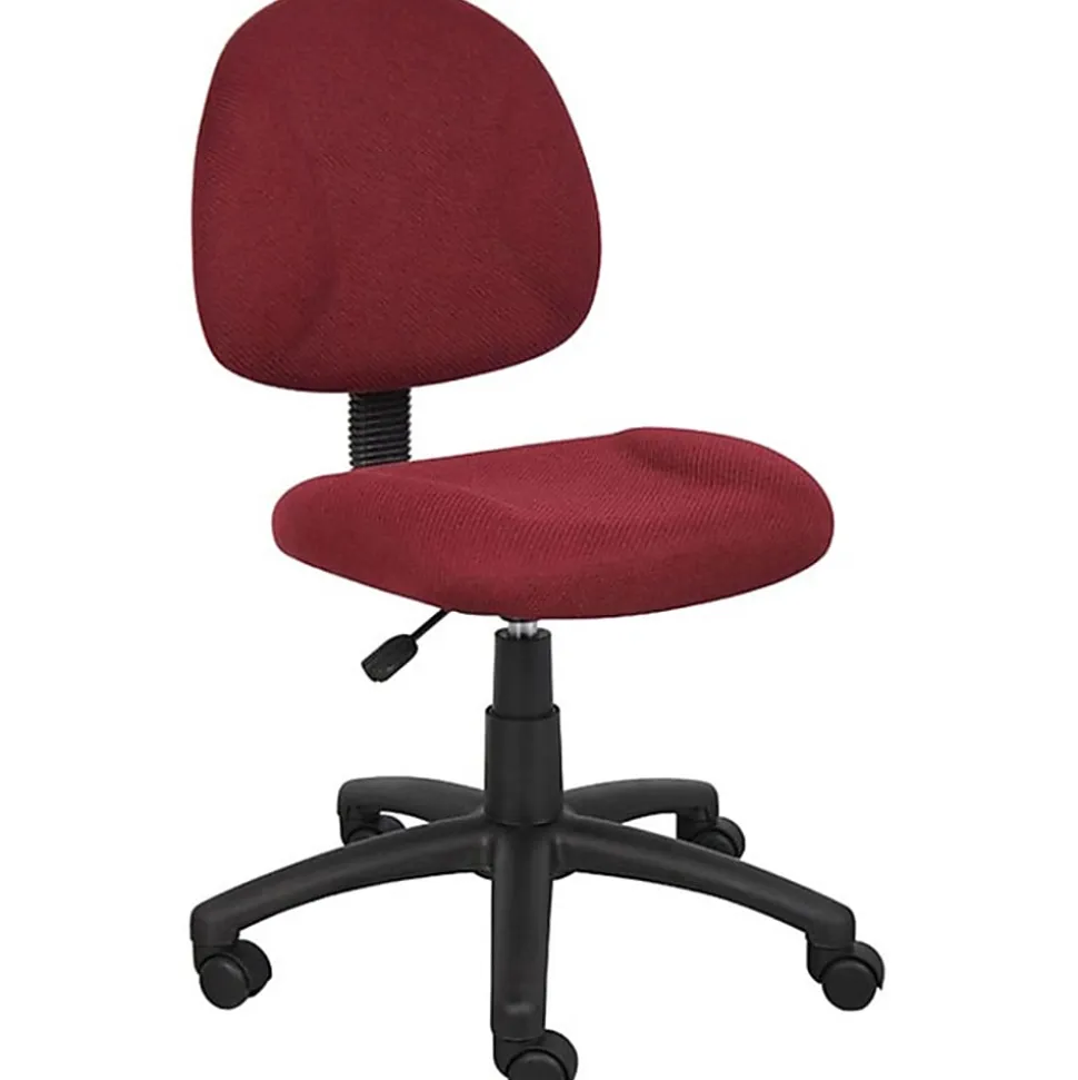 Boss Office Products Perfect Posture Ergonomic Fabric Mid-Back Deluxe Office Task Chair, Black