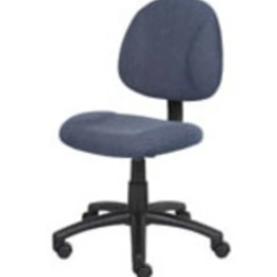 Boss Office Products Perfect Posture Deluxe Ergonomic Fabric Mid-Back Office Task Chair, Blue