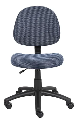 Boss Office Products Perfect Posture Deluxe Ergonomic Fabric Mid-Back Office Task Chair, Blue