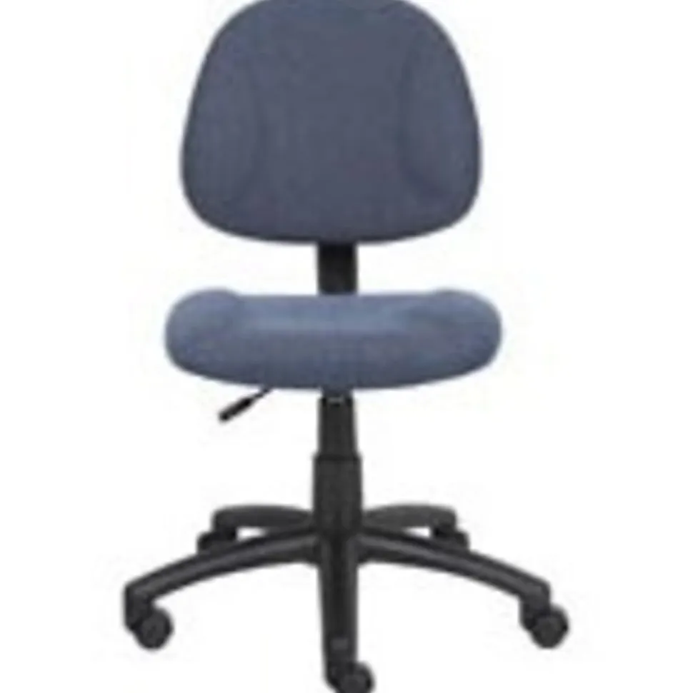 Boss Office Products Perfect Posture Deluxe Ergonomic Fabric Mid-Back Office Task Chair, Blue