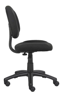 Boss Office Products Perfect Posture Deluxe Ergonomic Fabric Mid-Back Office Task Chair, Black