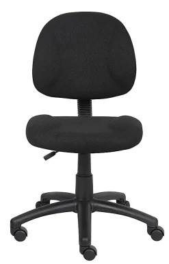 Boss Office Products Perfect Posture Deluxe Ergonomic Fabric Mid-Back Office Task Chair, Black