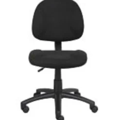 Boss Office Products Perfect Posture Deluxe Ergonomic Fabric Mid-Back Office Task Chair, Black