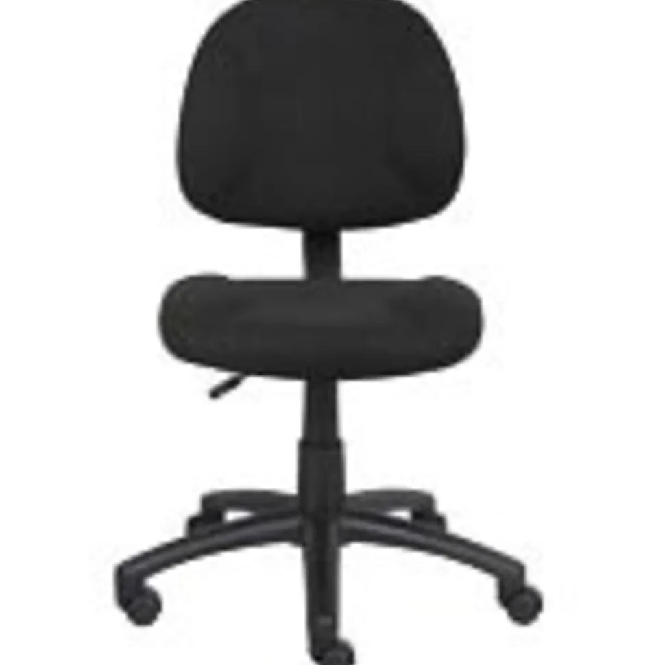 Boss Office Products Perfect Posture Deluxe Ergonomic Fabric Mid-Back Office Task Chair, Black