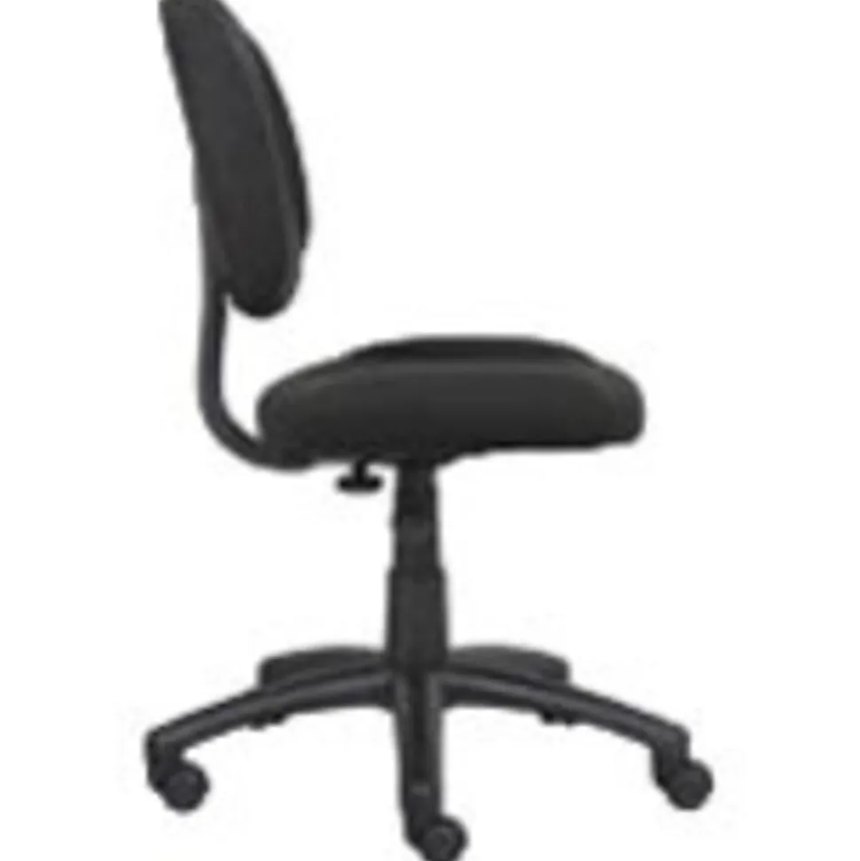 Boss Office Products Perfect Posture Deluxe Ergonomic Fabric Mid-Back Office Task Chair, Black