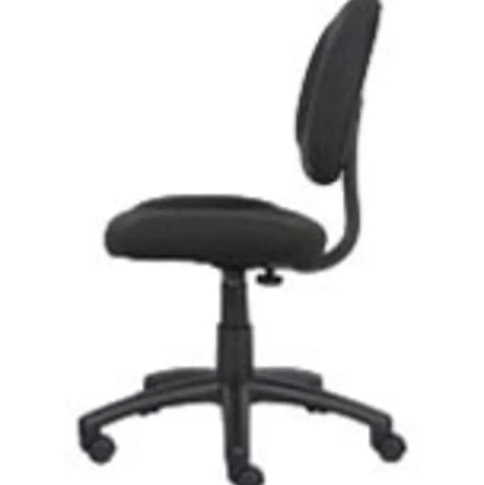 Boss Office Products Perfect Posture Deluxe Ergonomic Fabric Mid-Back Office Task Chair, Black