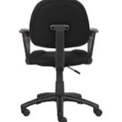 Boss Office Products Perfect Posture Ergonomic Fabric Mid-Back Deluxe Office Task Chair With Loop Arms, Black