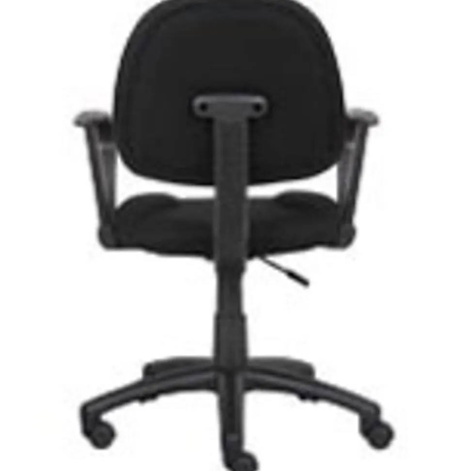Boss Office Products Perfect Posture Ergonomic Fabric Mid-Back Deluxe Office Task Chair With Loop Arms, Black