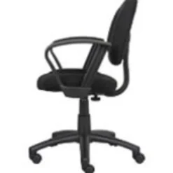 Boss Office Products Perfect Posture Ergonomic Fabric Mid-Back Deluxe Office Task Chair With Loop Arms, Black