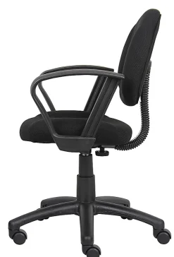 Boss Office Products Perfect Posture Ergonomic Fabric Mid-Back Deluxe Office Task Chair With Loop Arms, Black