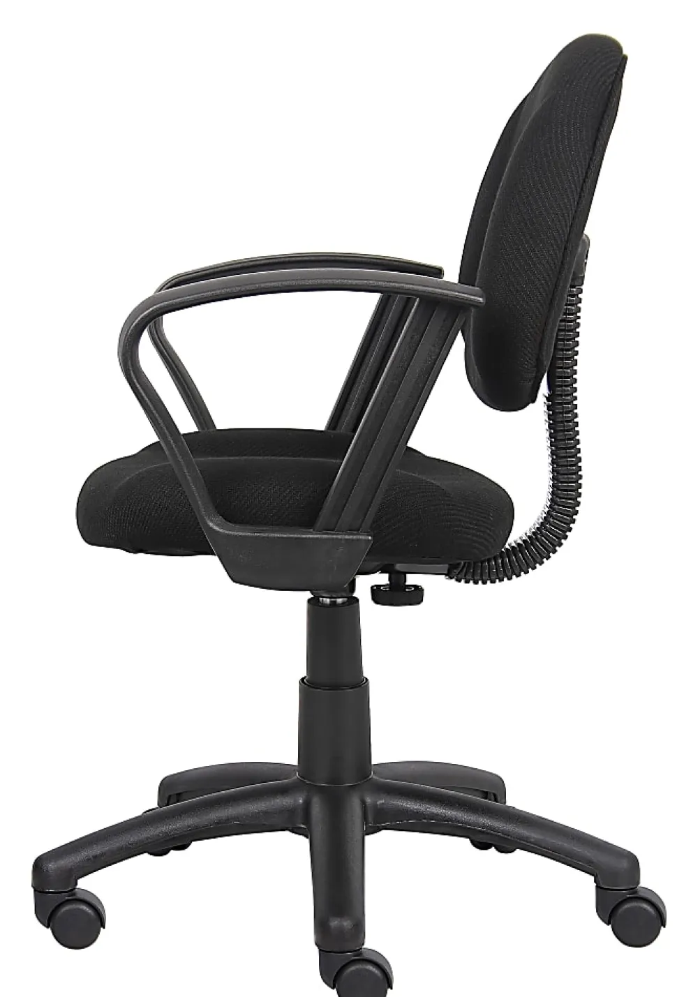 Boss Office Products Perfect Posture Ergonomic Fabric Mid-Back Deluxe Office Task Chair With Loop Arms, Black