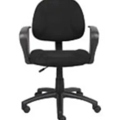 Boss Office Products Perfect Posture Ergonomic Fabric Mid-Back Deluxe Office Task Chair With Loop Arms, Black