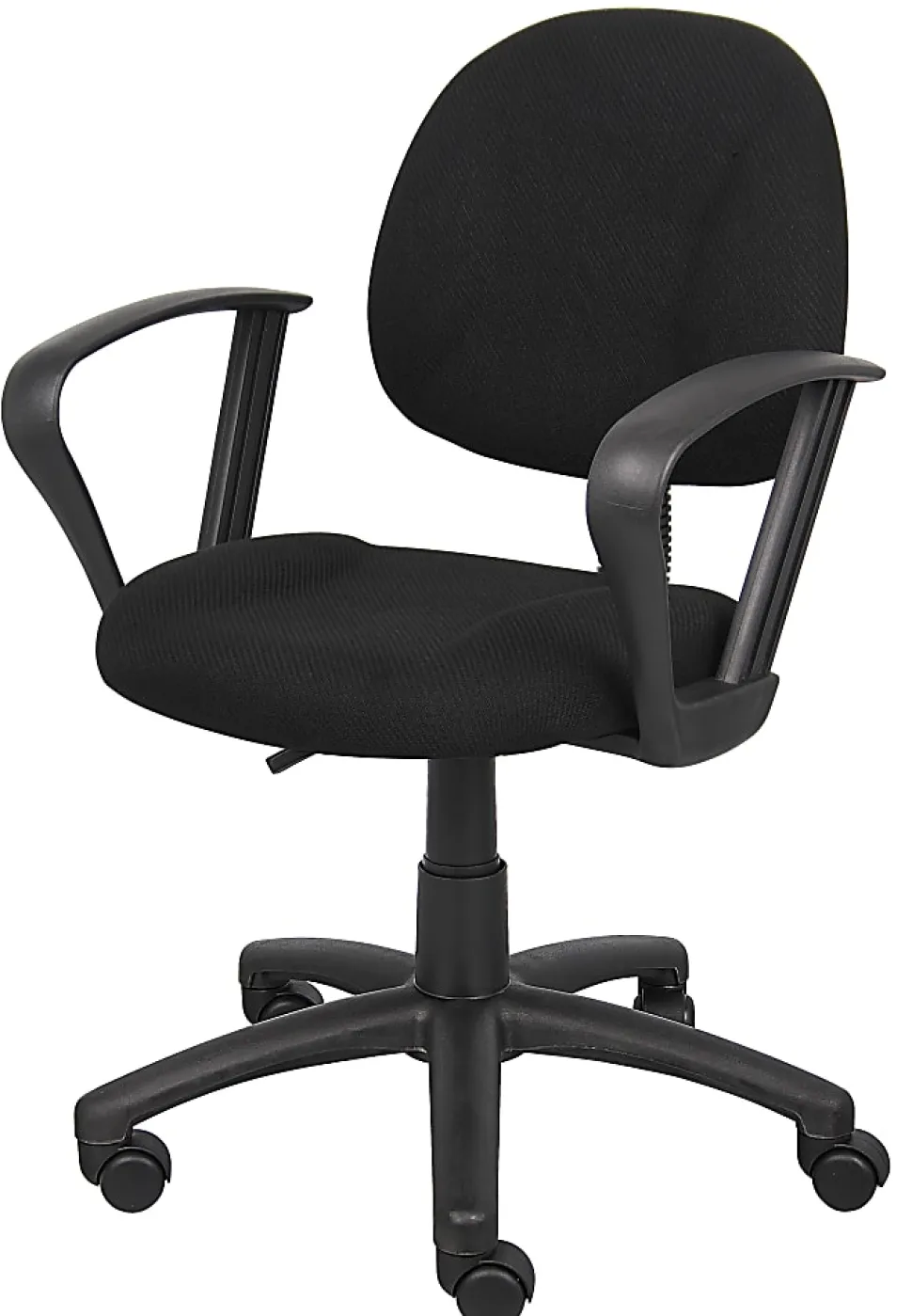 Boss Office Products Perfect Posture Ergonomic Fabric Mid-Back Deluxe Office Task Chair With Loop Arms, Black