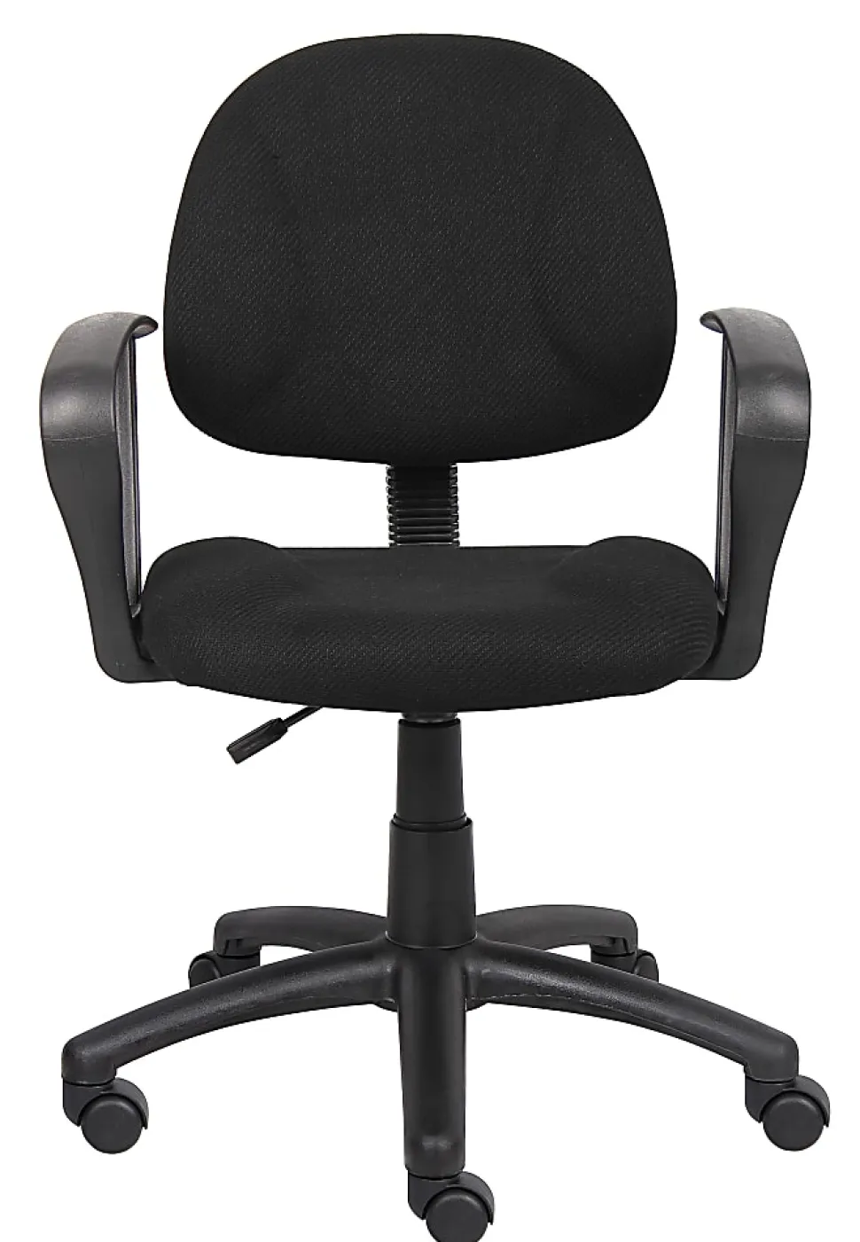 Boss Office Products Perfect Posture Ergonomic Fabric Mid-Back Deluxe Office Task Chair With Loop Arms, Black