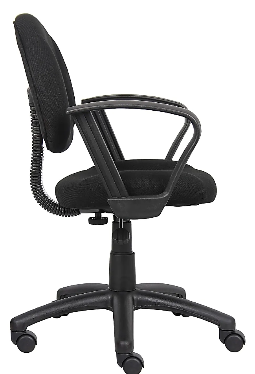 Boss Office Products Perfect Posture Ergonomic Fabric Mid-Back Deluxe Office Task Chair With Loop Arms, Black