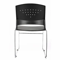 Boss Office Products Poly Stackable Chrome Chair, Black/Silver