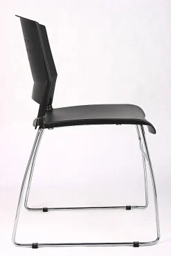 Boss Office Products Poly Stackable Chrome Chair, Black/Silver